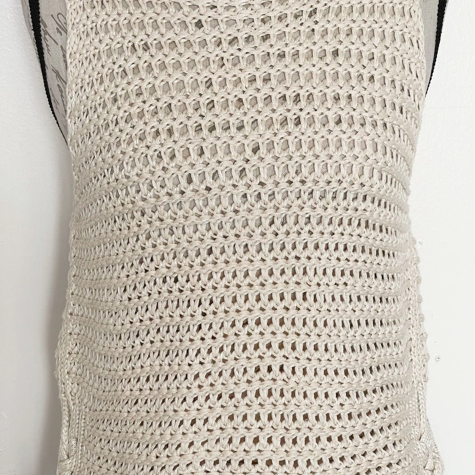 Gap Womens Sweater Tank Sz Small Crochet Beach Bohemian Boho Neutral Minimalist - Image 8