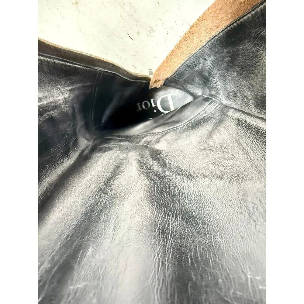 Christian Dior Leather Faux Fur Trim Lace - Image 7