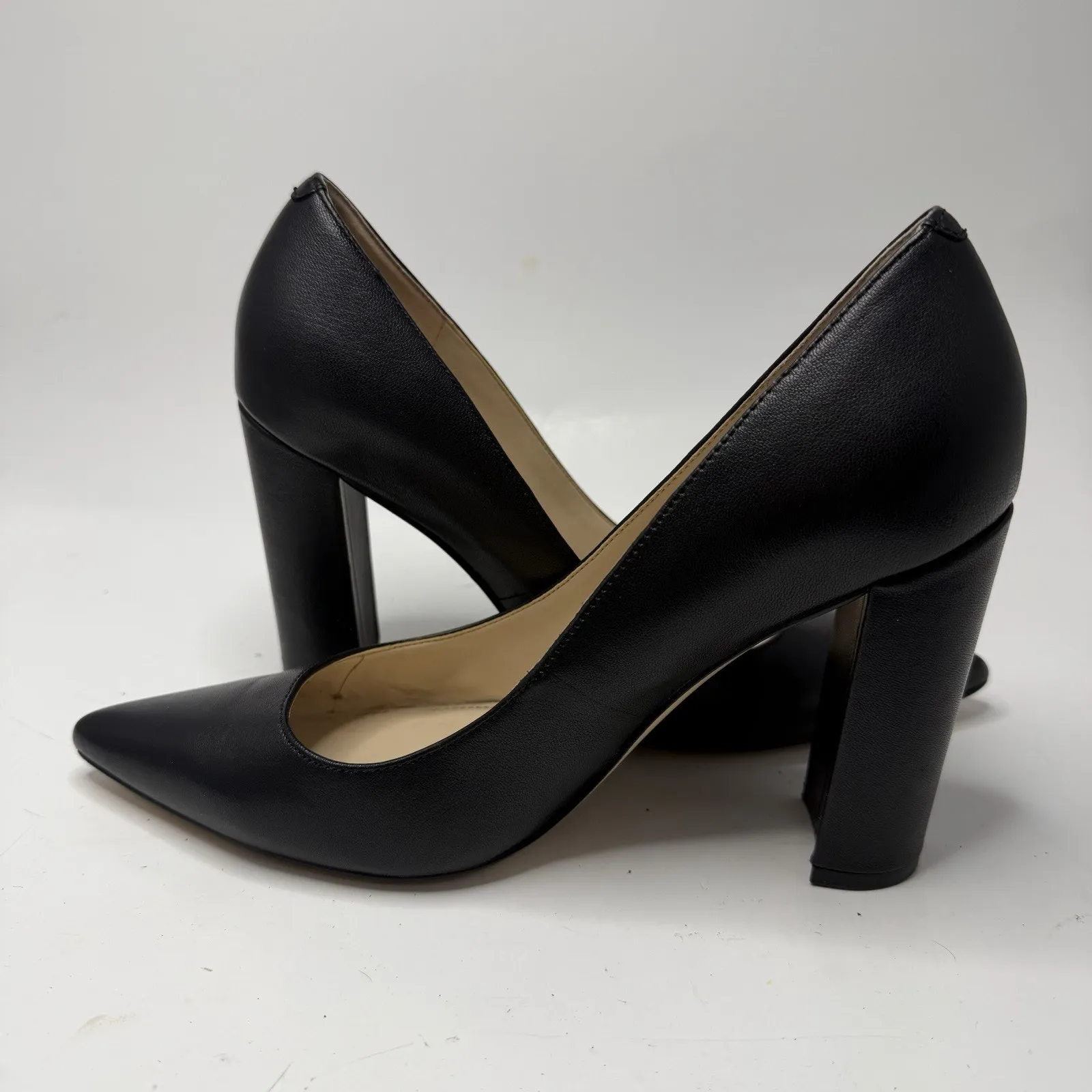Marc Fisher Abilene Leather Pumps Size 8 M Black Pointed Toe Block Heel Classic - Image 5