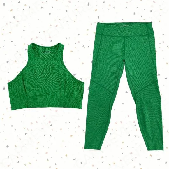 Outdoor Voices Pine Set 7/8 Warmup Leggings & Athena Bra Top Bright Green Set XL - Image 3