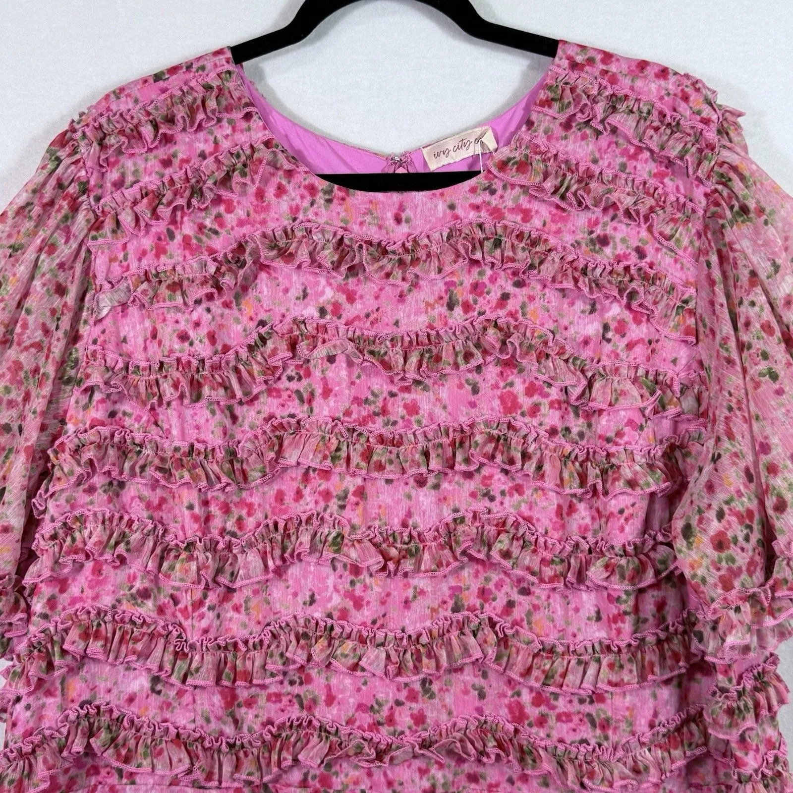 NEW Plus Size Ivy City Co Pink Floral Tiered Stacy Dress Size 16W Romantic - Image 6