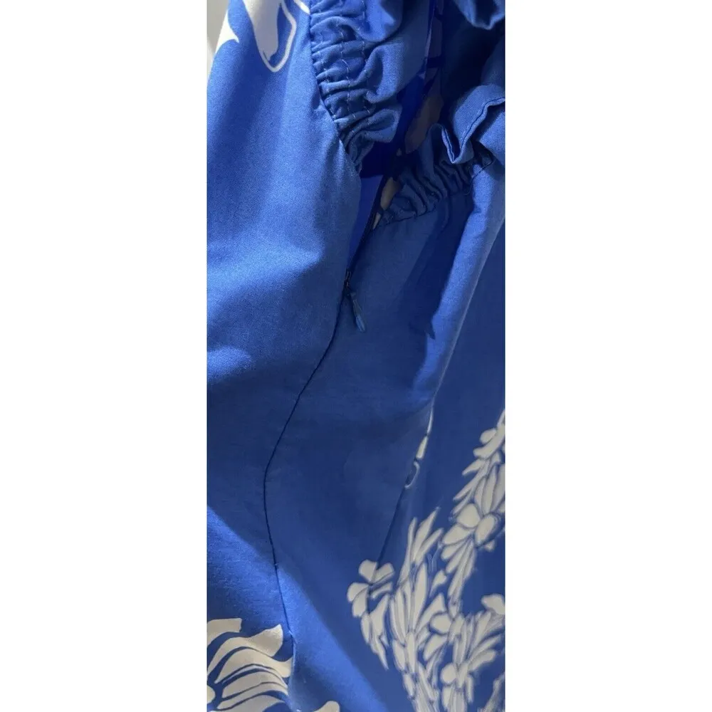 ZARA Daisy Floral Statement Ruffle Sleeve Midi Dress Size Medium Sweetheart Neck - Image 8