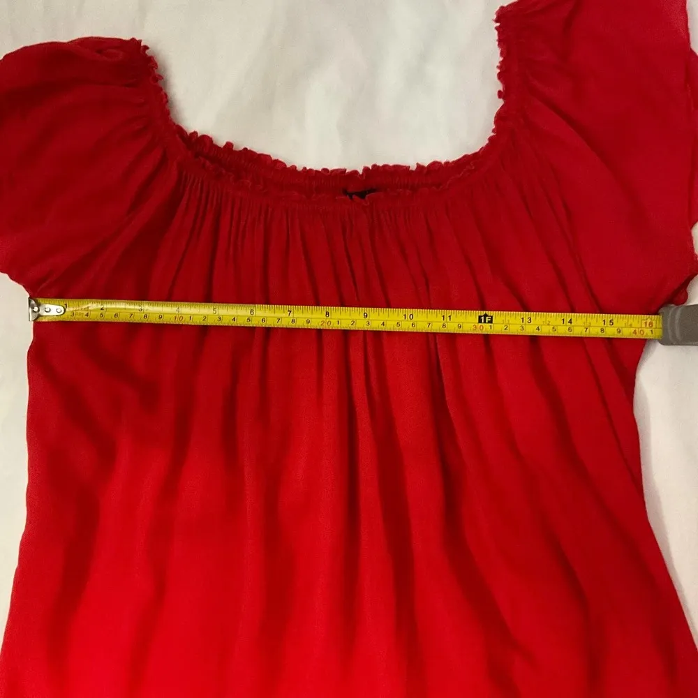 Valija Red Ruffle Neck Flutter Sleeve Blouse Size S/M - Image 4