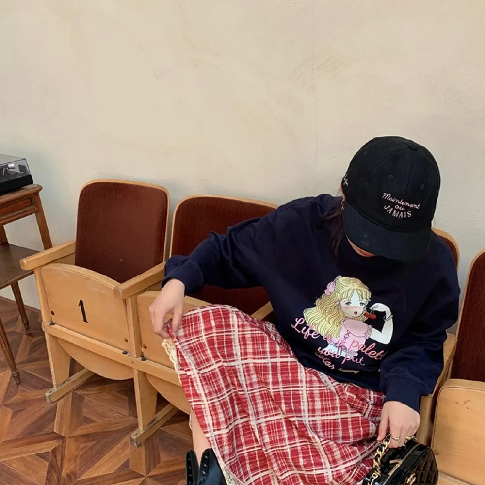 Navy Blue Cherry Girl Sweatshirt - Image 3