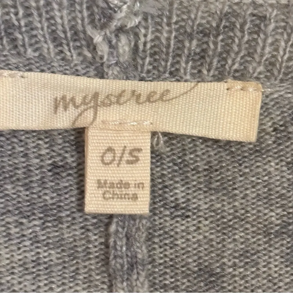 Mystree Light Grey Fringe Trim Open Poncho - Image 2