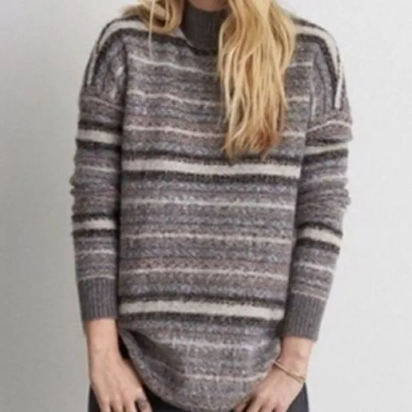 American Eagle Outfitters Striped Mock Neck Turtleneck Long Sleeve Sweater XS - Image 8