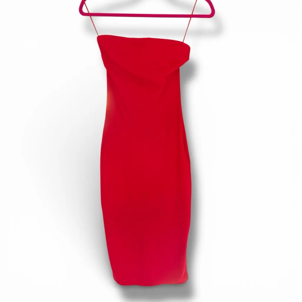 Superdown Lilian Strapless Red Midi Dress XS - Image 2