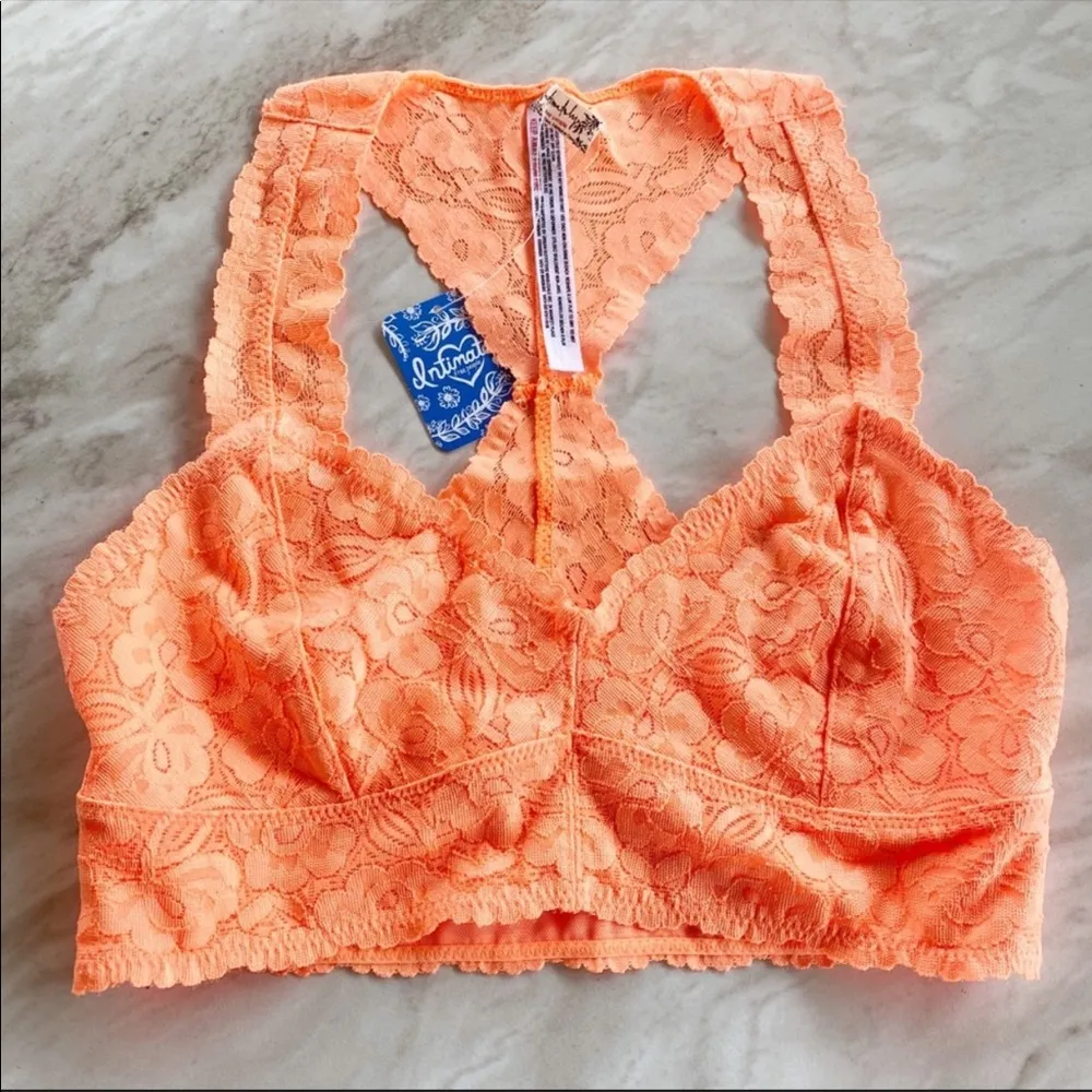 Free People Galloon Lace Bralette Neon Orange XS - Image 5