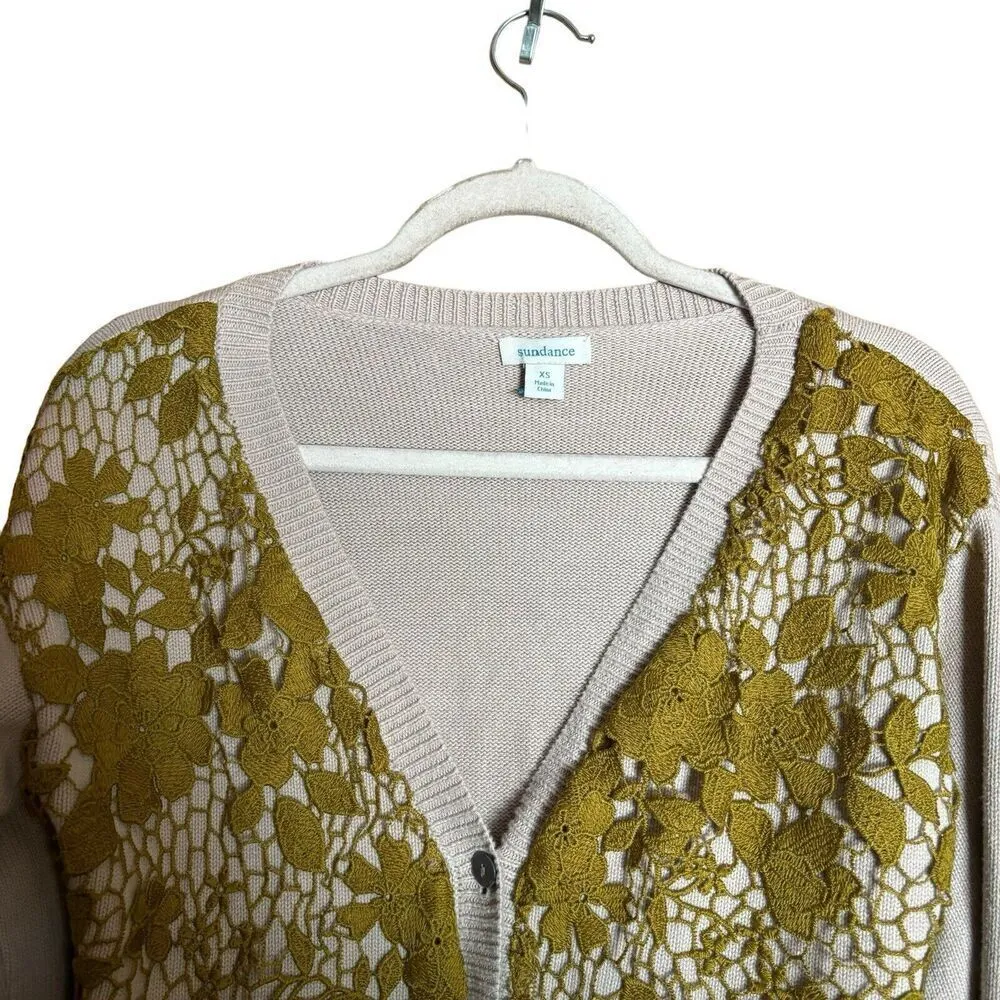 Sundance Garden Cardigan Womens XS Multicolor Floral Crochet Button Sweater - Image 2