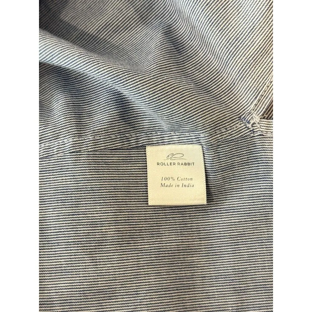 Roller Rabbit Womens Top Blue Striped V Neck Blouse Floral 3/4 Sleeve Medium - Image 11