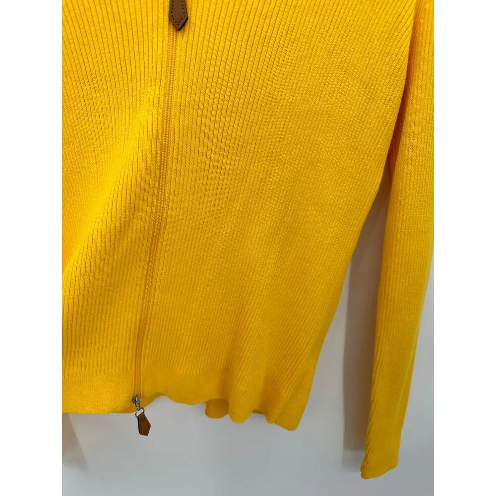 Tyler Boe Yellow Full Zip Double Zipper Thermal Sweater Womens Size XS - Image 5
