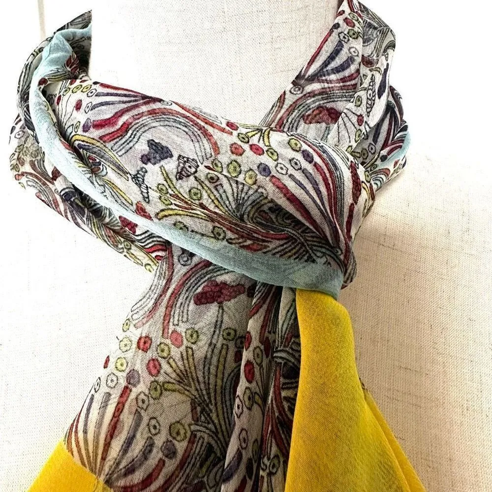 Yellow and blue pattern scarf - Image 3