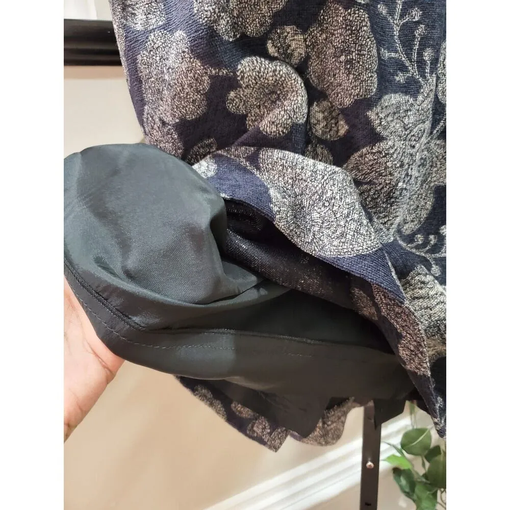 JOSEPh JANARD Womens Navy Floral Viscose Flat Front Lined Vented Mini Skirt Sz S Blue - Image 7