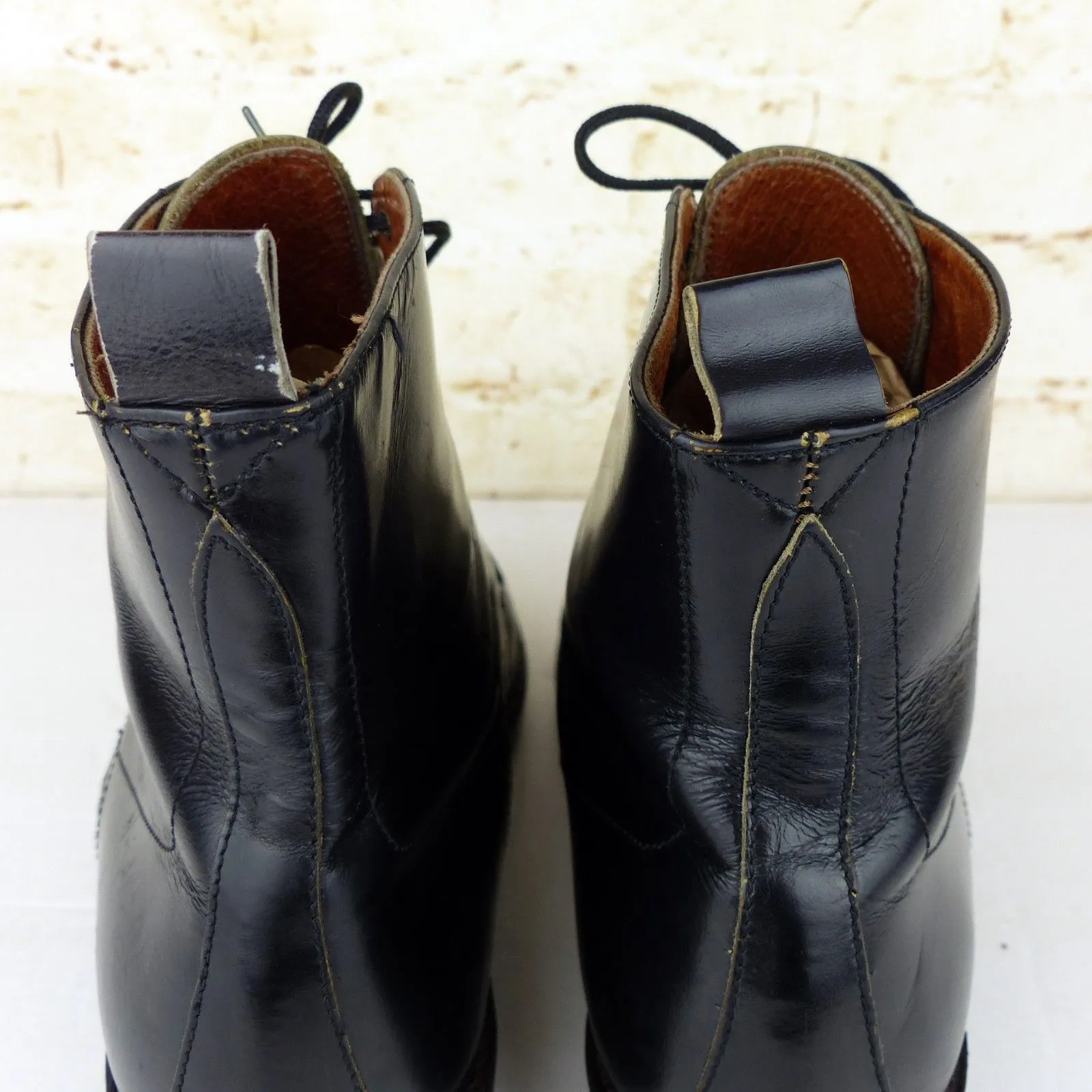 VTG DKNY Chukka Boots Women 37 6.5 US Black Leather Lace up Made in Italy Y2K - Image 10