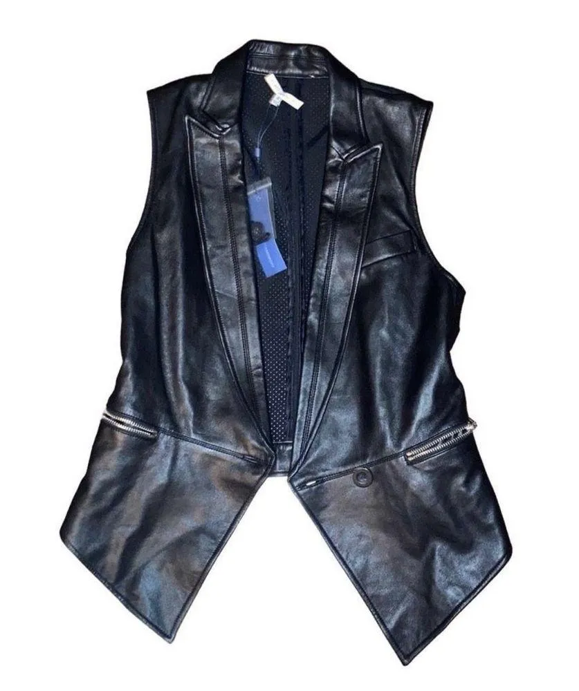 NWT  Tiffany Vest Genuine Leather Utility Moto Biker Grunge sz 0 - Image 11