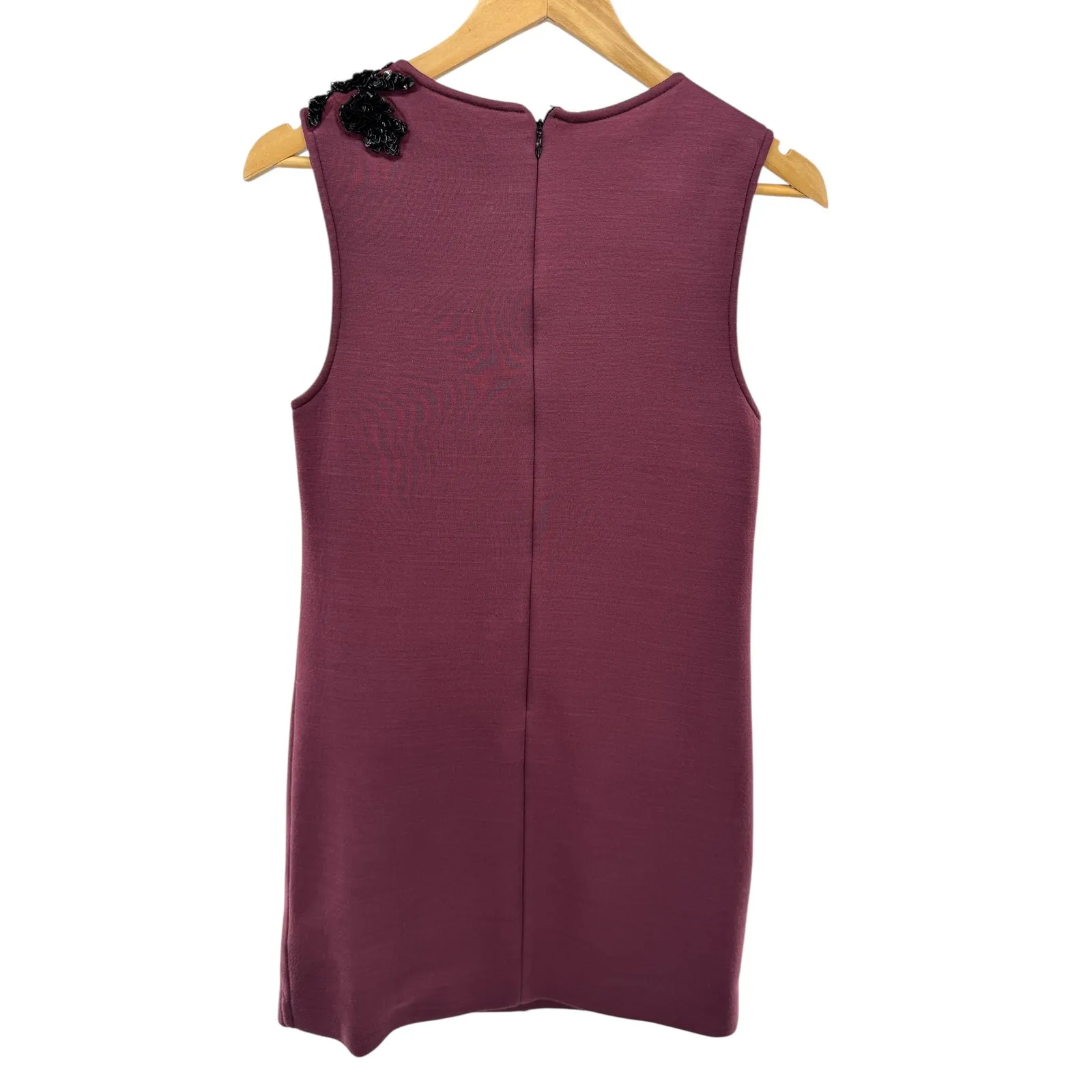Dhruv‎ Kapoor 3D Floral Applique Mini Dress XS Burgundy Sleeveless Embellished Purple - Image 6