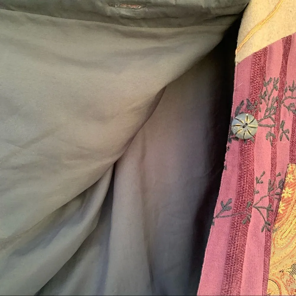 Vintage Liz & Me mixed media tapestry mandarin collar jacket Purple Size 3X - Image 5