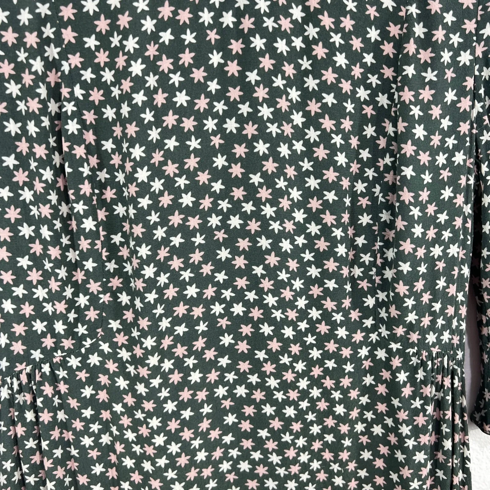 Boden Hyacinth Dress Women's US 8R Green Pink Star Floral Tunic Midi Whimsical Size 8 - Image 6