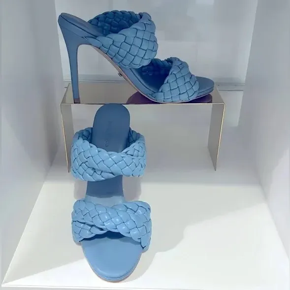 NWT Tony Bianco Kimberly Mule Women's‎ Blue Braided Heeled Sandals Size 8 - Image 2