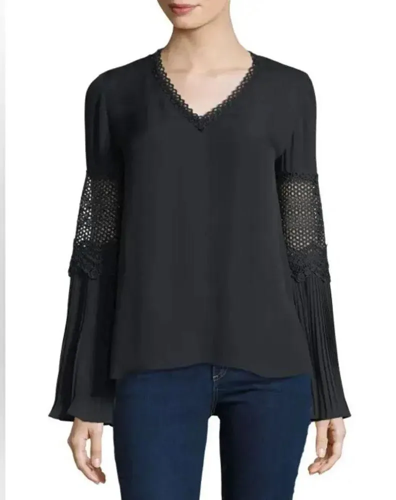 Kobi Halperin "Christine" silk blouse Large Black - Image 14