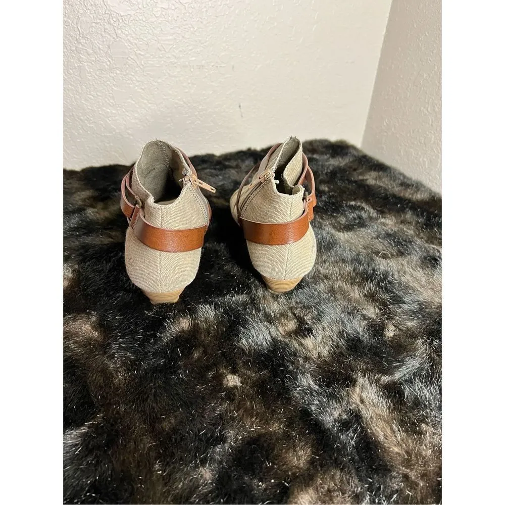 Blowfish Malibu Womens 7 Wedge Sandals Heels Peep Toe Brown Zip Buckle - Image 5