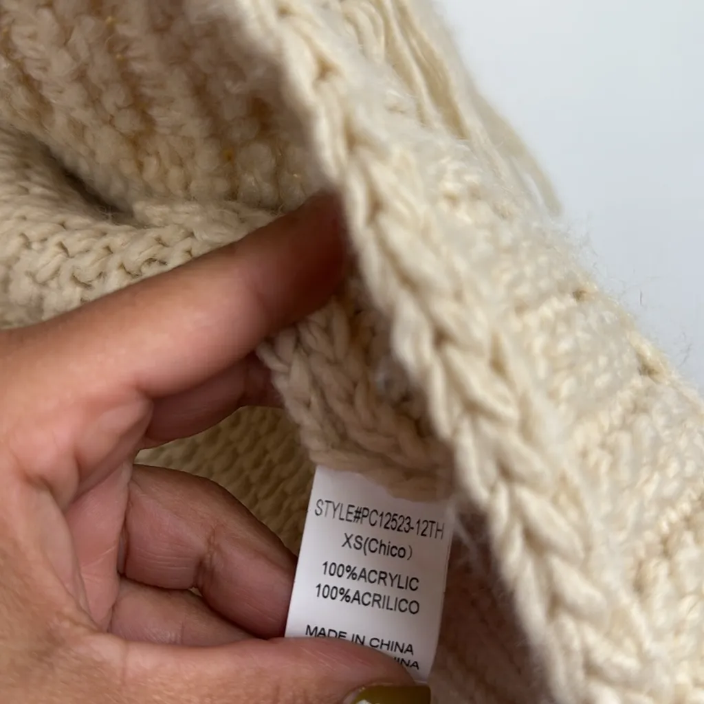 12th tribe Sunny Beige oversized Fringe Cardigan Sz xs - Image 7