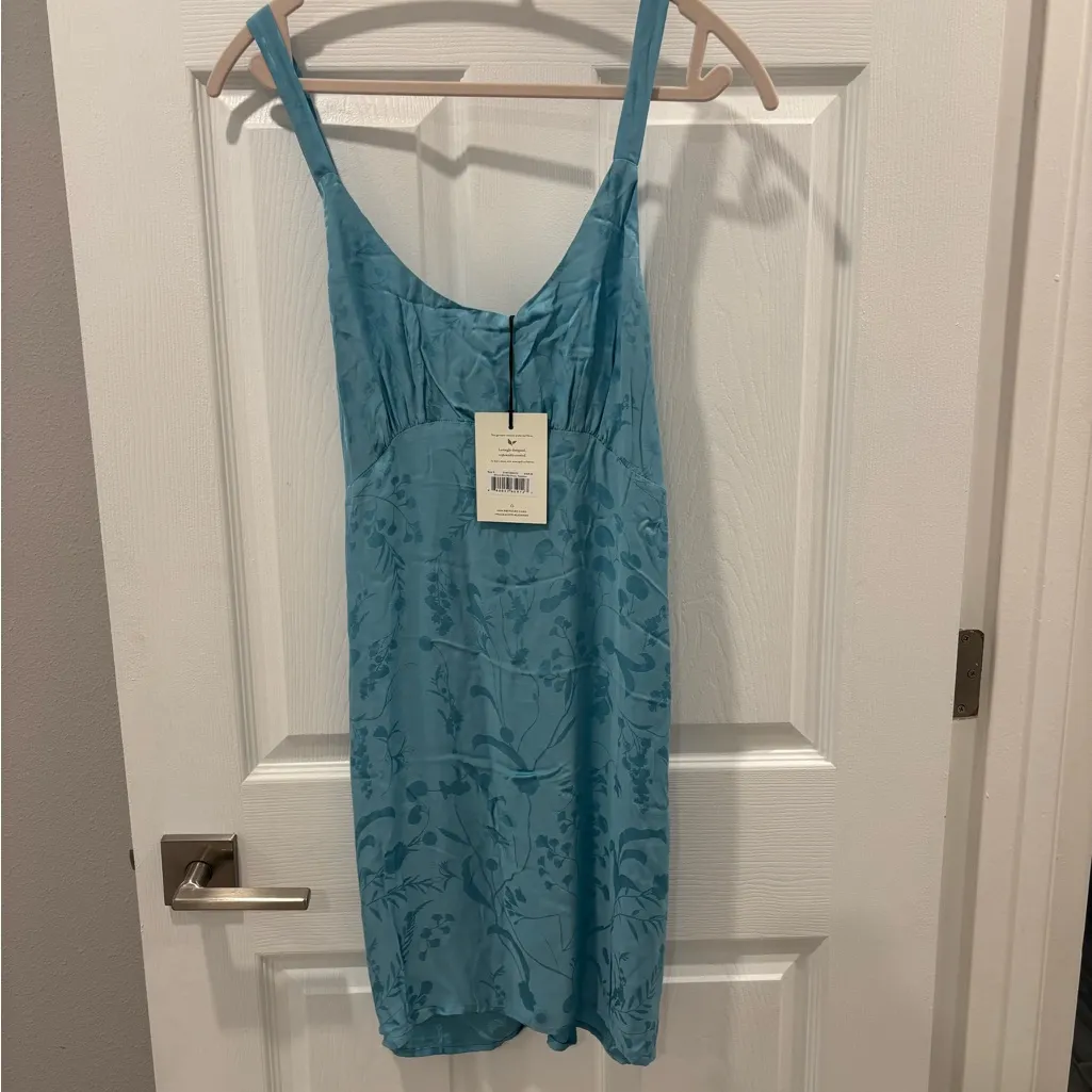 Spell Light Blue‎ Satin Chemise size Small NWT Blue - Image 13
