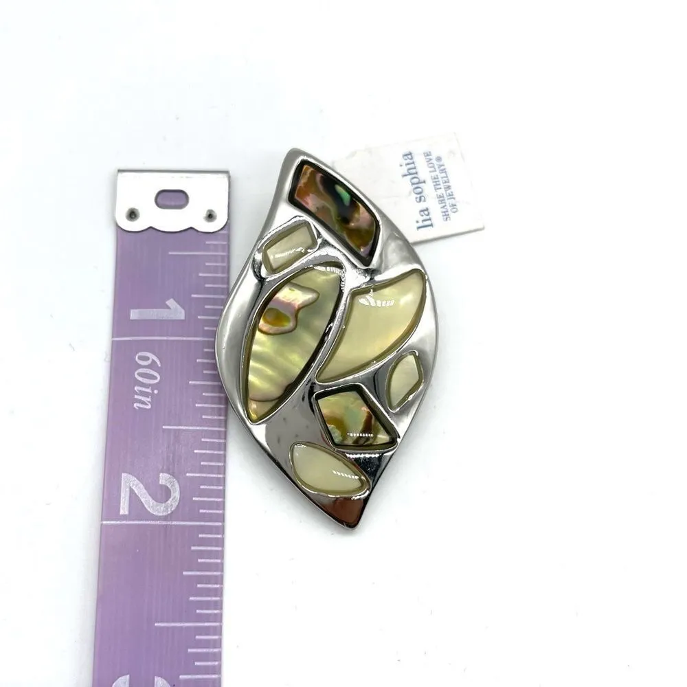 Lia Sophia Abstract Mother of Pearl Silvertone NWT - Image 2