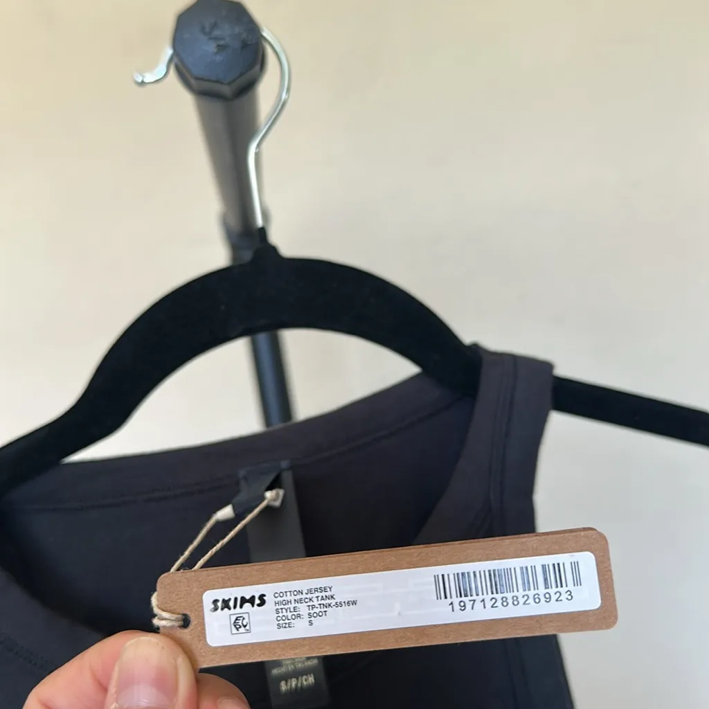 Skims Cotton Jersey High Neck Tank‎ Soot Size Small - Image 4