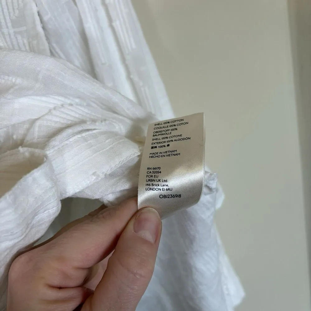 Anthropologie Pilcro Theresa Lace-Up Buttondown Top Small White‎ Textured Boho - Image 4