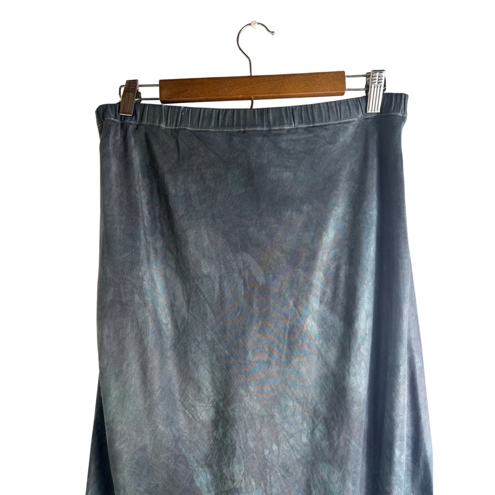 Hanna Andersson Womens 8 Maxi Skirt Ruffle Hem Green Tie Dye Cotton‎ Western Blue - Image 5
