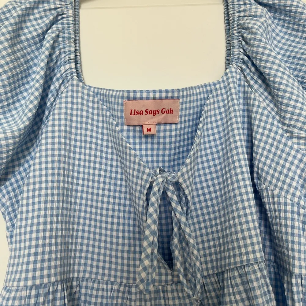 Lisa Says Gah Lily Mini Dress in Carolina Blue Gingham - Image 2
