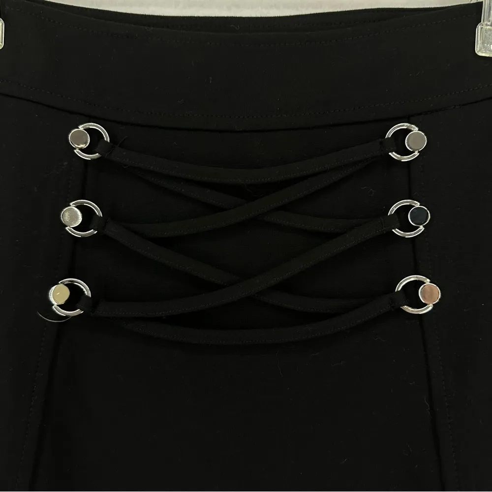 Guess Mini Skirt Lace Up Front Skater S Black - Image 3