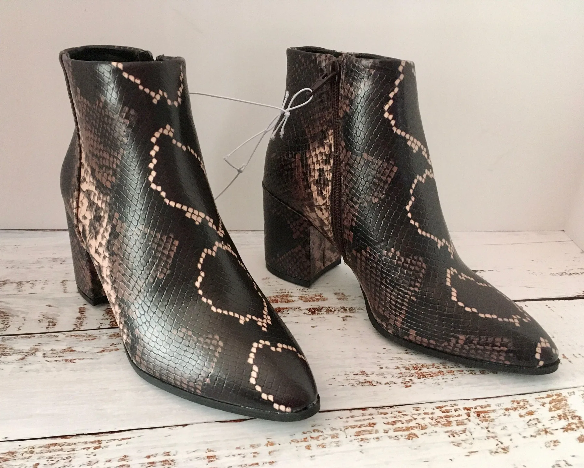 Snake Print Ankle Boots, Size 6 Brown - Image 4