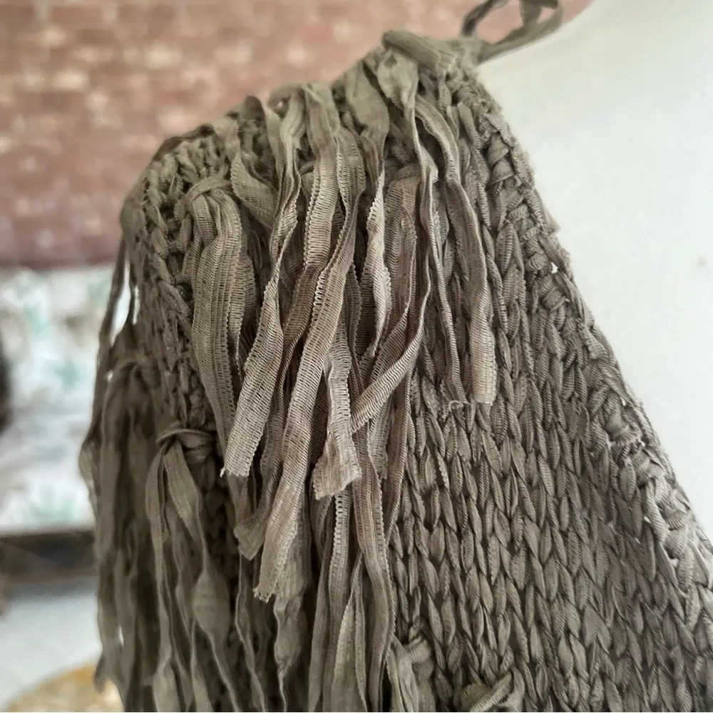 Elan Cardigan Shaggy Fringe Women’s S Knit Open Draped S Boho Chic Ribbon - Image 5