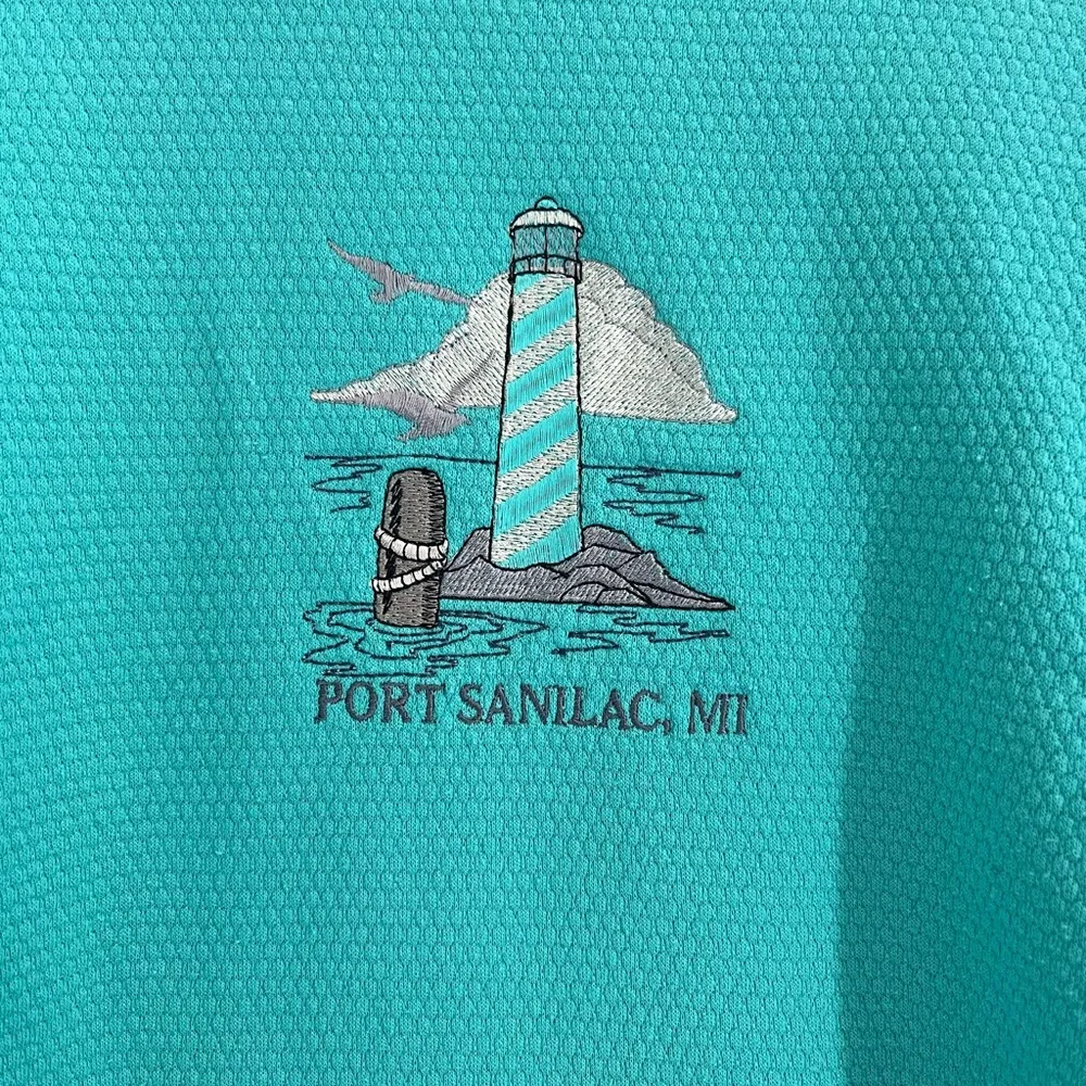 Exist Vintage Crewneck Sweatshirt Port Sanilac Michigan Teal Large Sweater 90s y2k vtg - Image 3