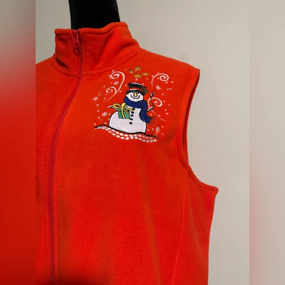 NWT i.b. diffusion Red Holiday Embroidered Snowman Fleece Vest size 2X - Image 3