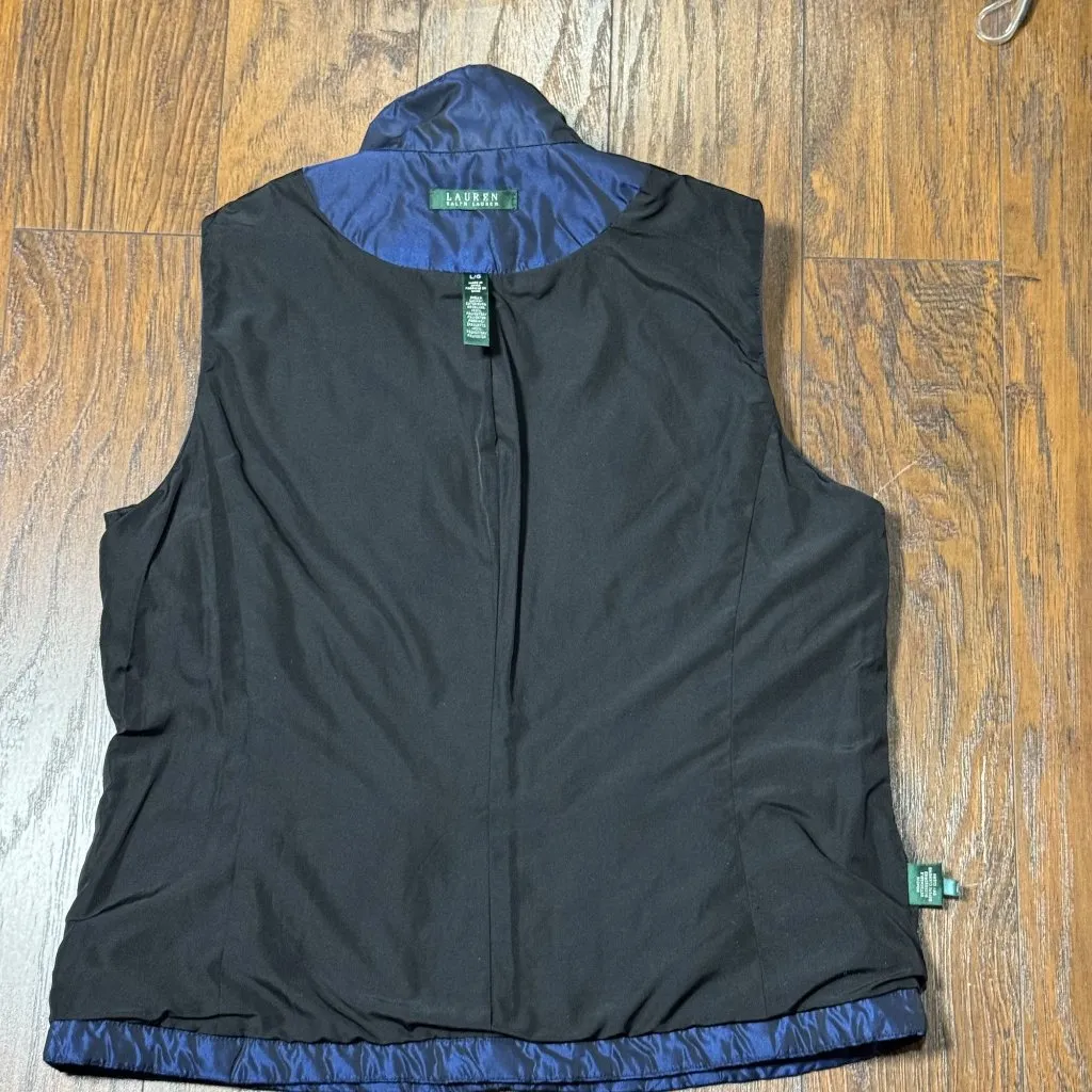 Lauren Ralph Lauren Womens L Blue Quilted Vest Jacket Zipper Pockets Outdoor - Image 11