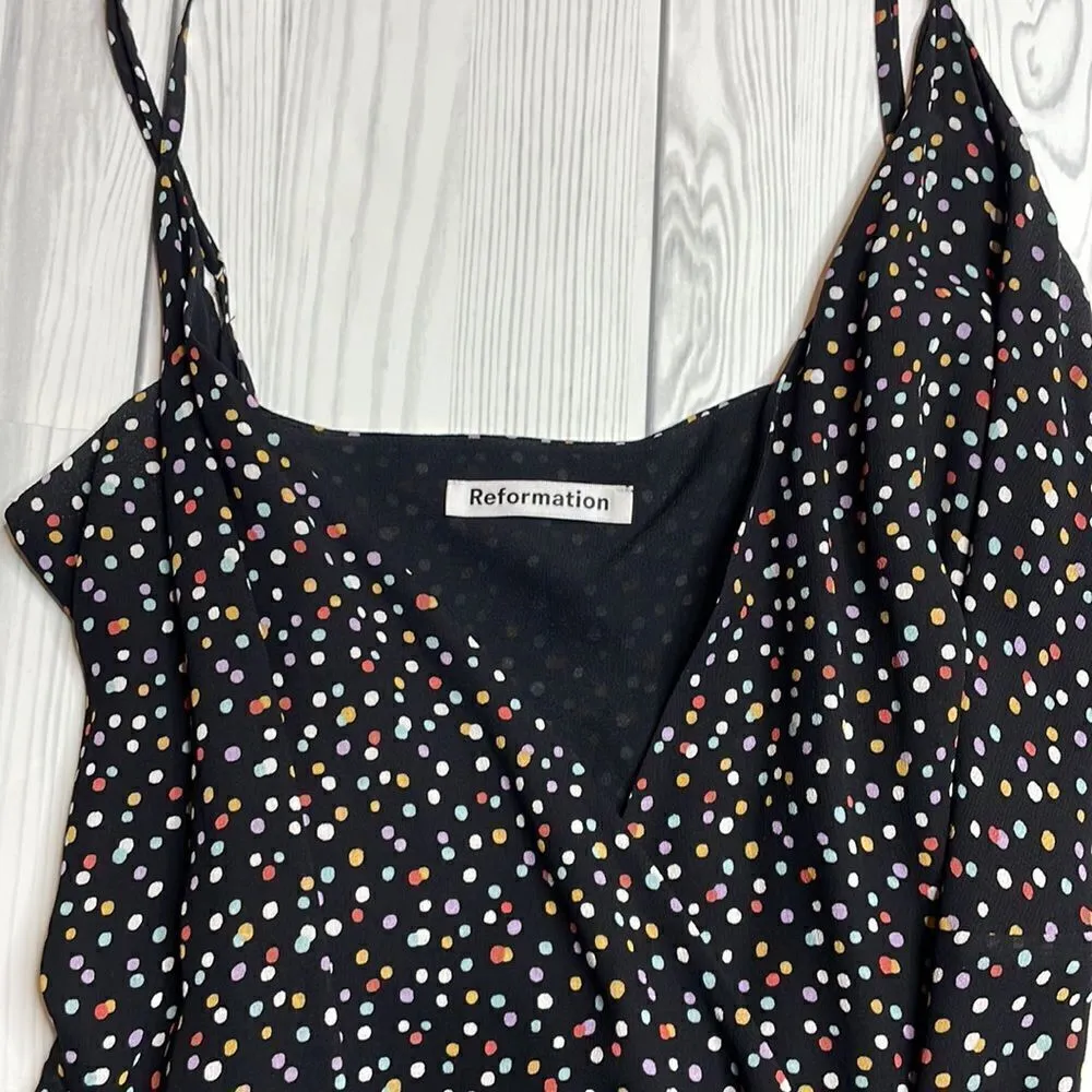 Reformation Troppo Confetti Wrap Dress Large Black - Image 4