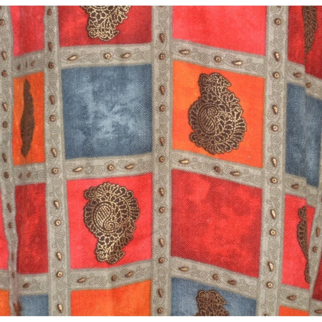 Panchi Indian Pakistani Kurta Tunic Dress 3/4 Sleeve Size M Color Block Flannel Red Size M - Image 4