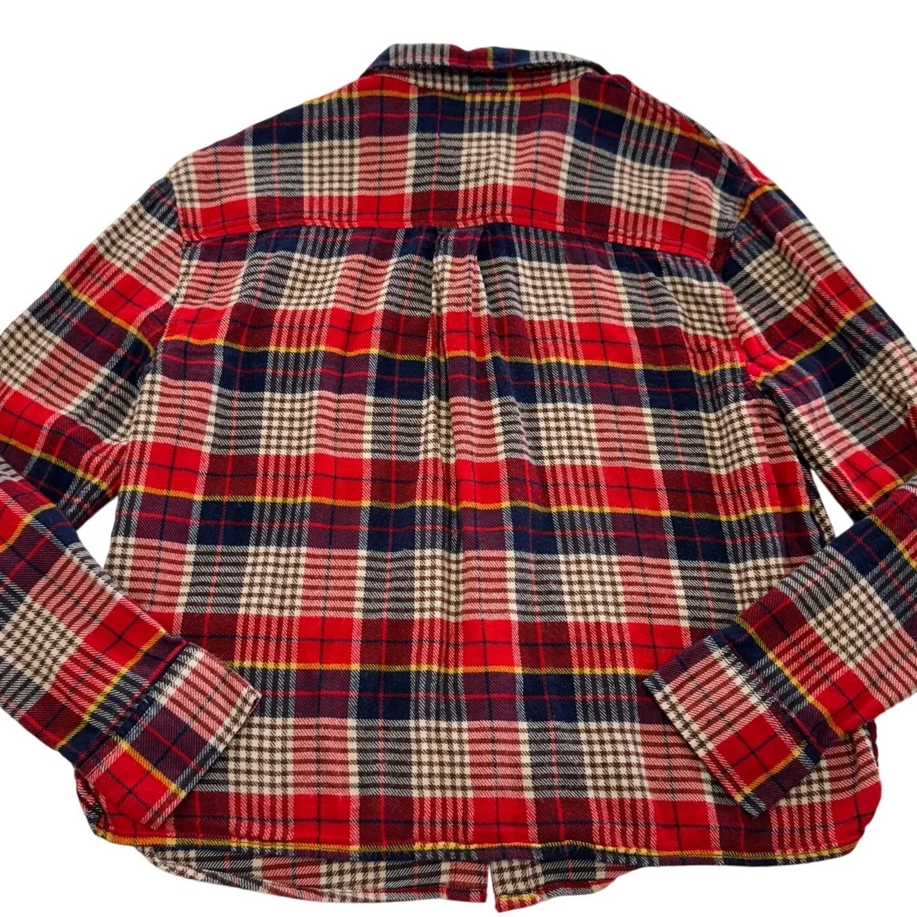 Aerie Top Womens Small Red Plaid Flannel Pajama‎ Button Up Top Soft Cotton Blend - Image 5