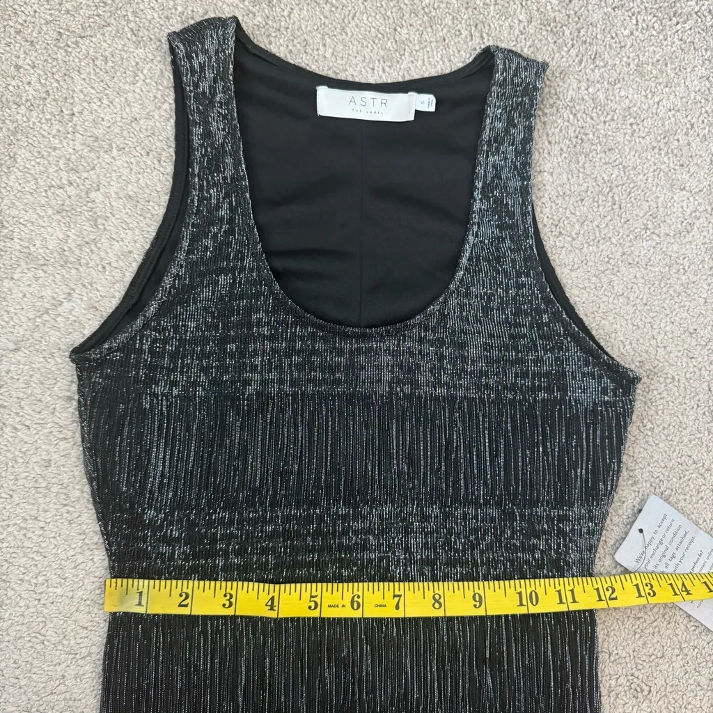 ASTR‎ The Label Pleated Lurex Midi Tank Dress Gunmetal S - Image 7