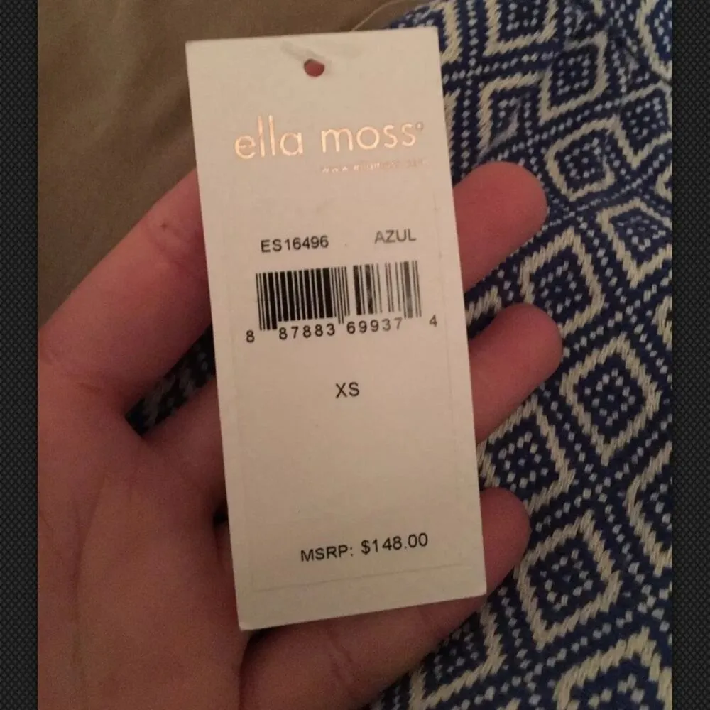 Ella Moss High Rise Mini Patterned Skirt Blue & White X-Small - Image 4