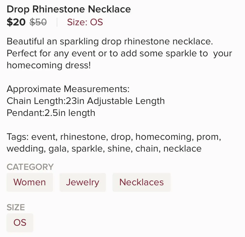 Drop Rhinestone Necklace - Image 4