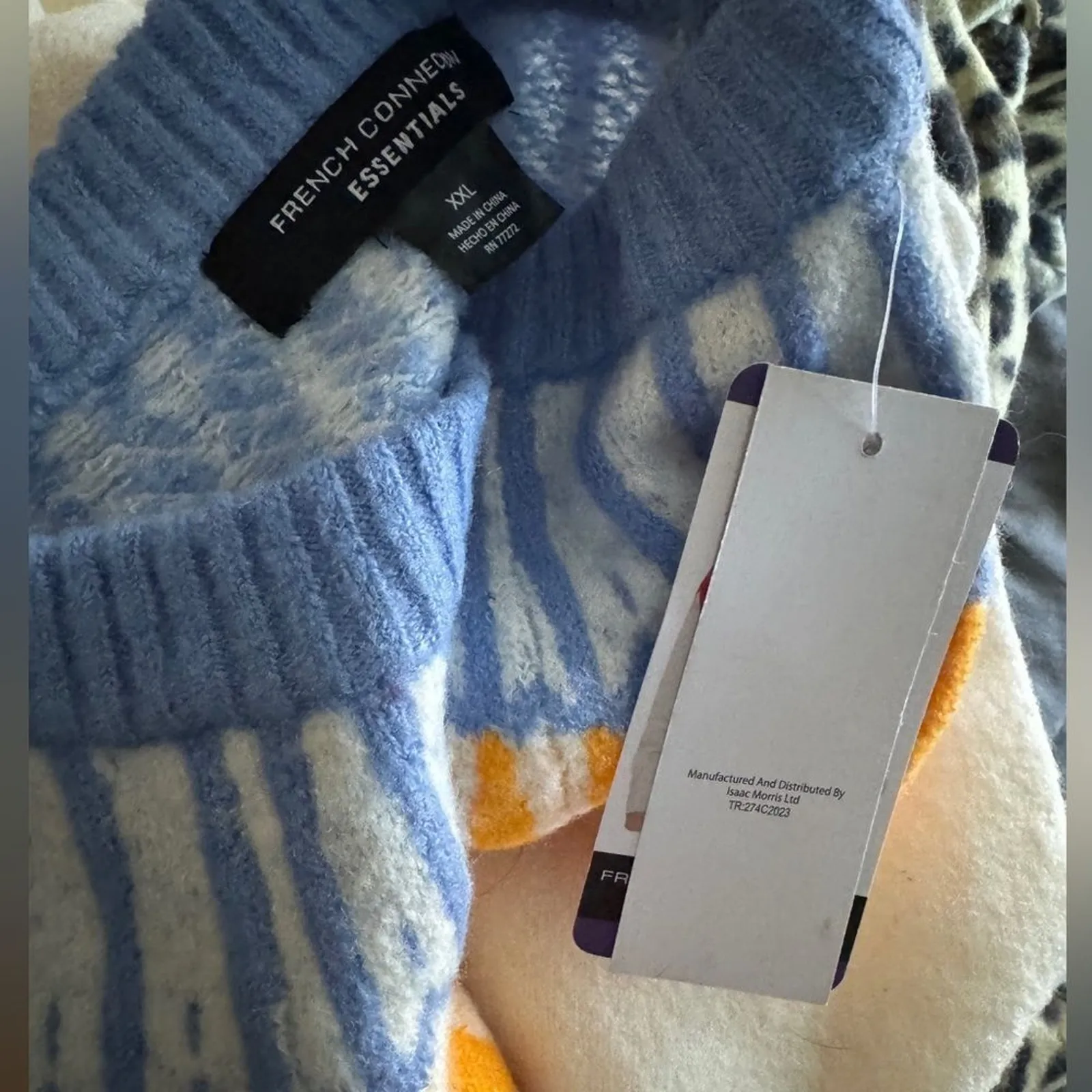 FRENCH CONNECTION Fair Isle Sweater in Ivory / Multi Size XXL Brand New MSRP $88 - Image 8