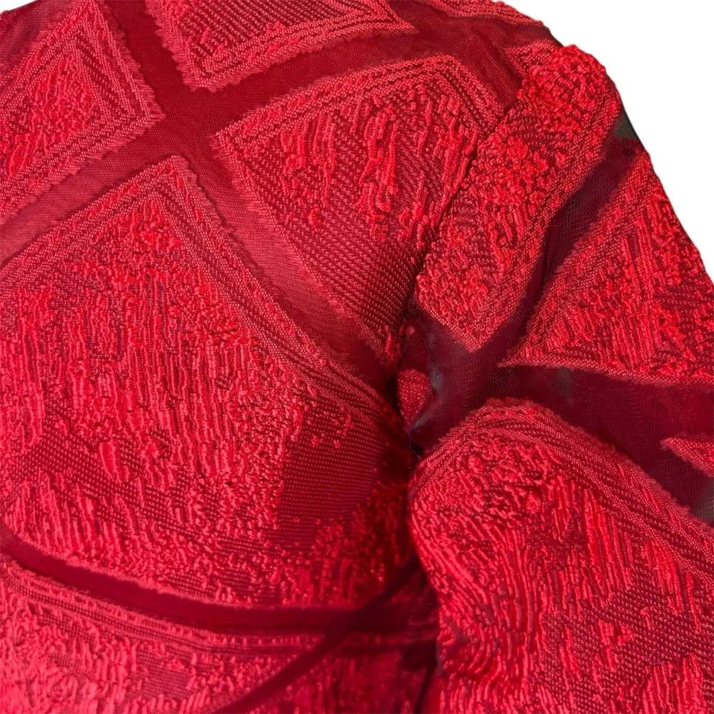 Custom EUC Red Lace Fit & Flare Dress | Padded Bust | Elegant Party Midi - Image 8