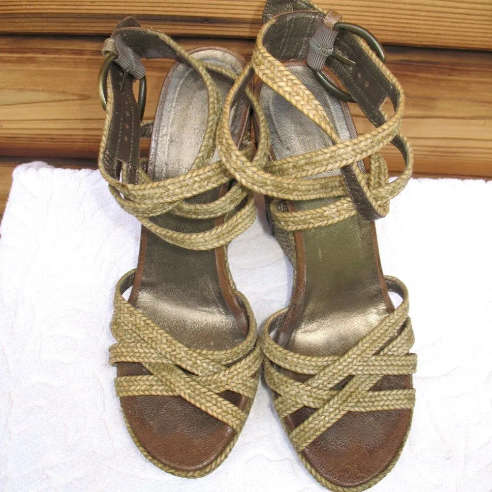 Stuart Weitzman Womens 7.5 Wedge Sandals Shoes - Image 4