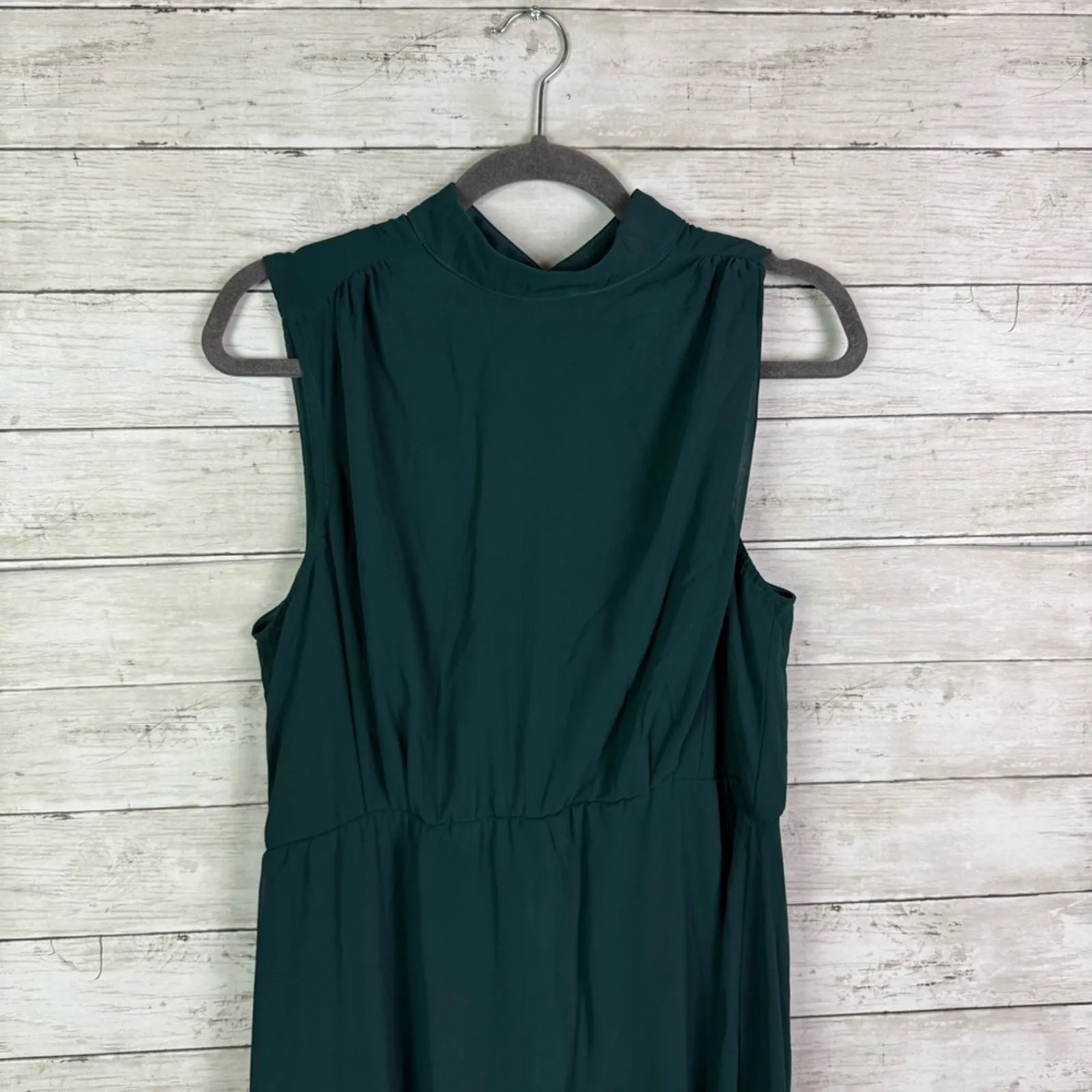 Lulus Classic Elegance Emerald Chiffon Sleeveless Mock Neck Maxi Dress Size XL - Image 5