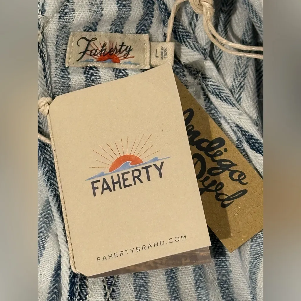 Faherty TopSail Railroad Stripe Overalls New with tags size Large - Image 11