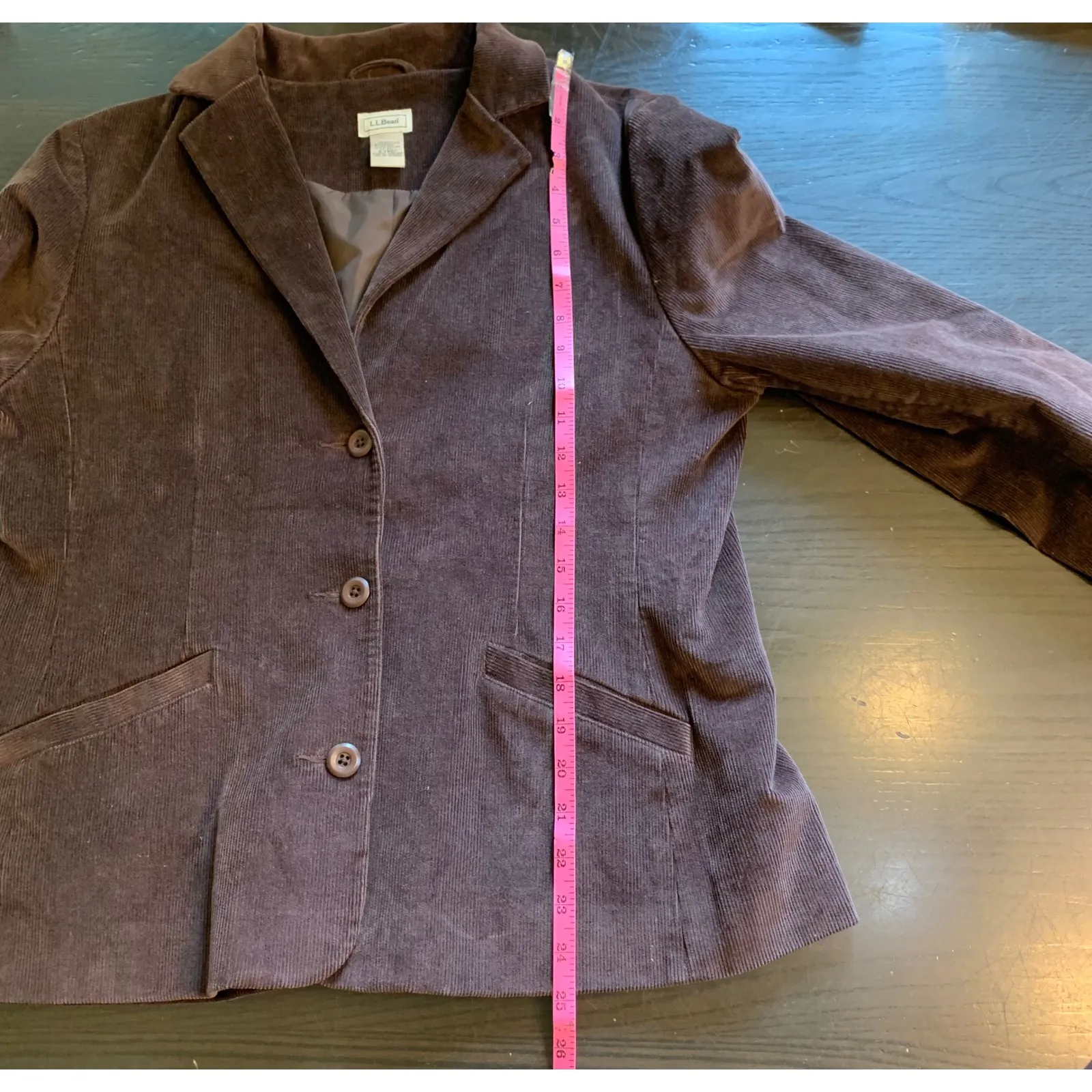 L.L.Bean Corduroy Blazer Jacket Women Petite 12 Brown Cotton Blend Dark Academia Size 12P - Image 8